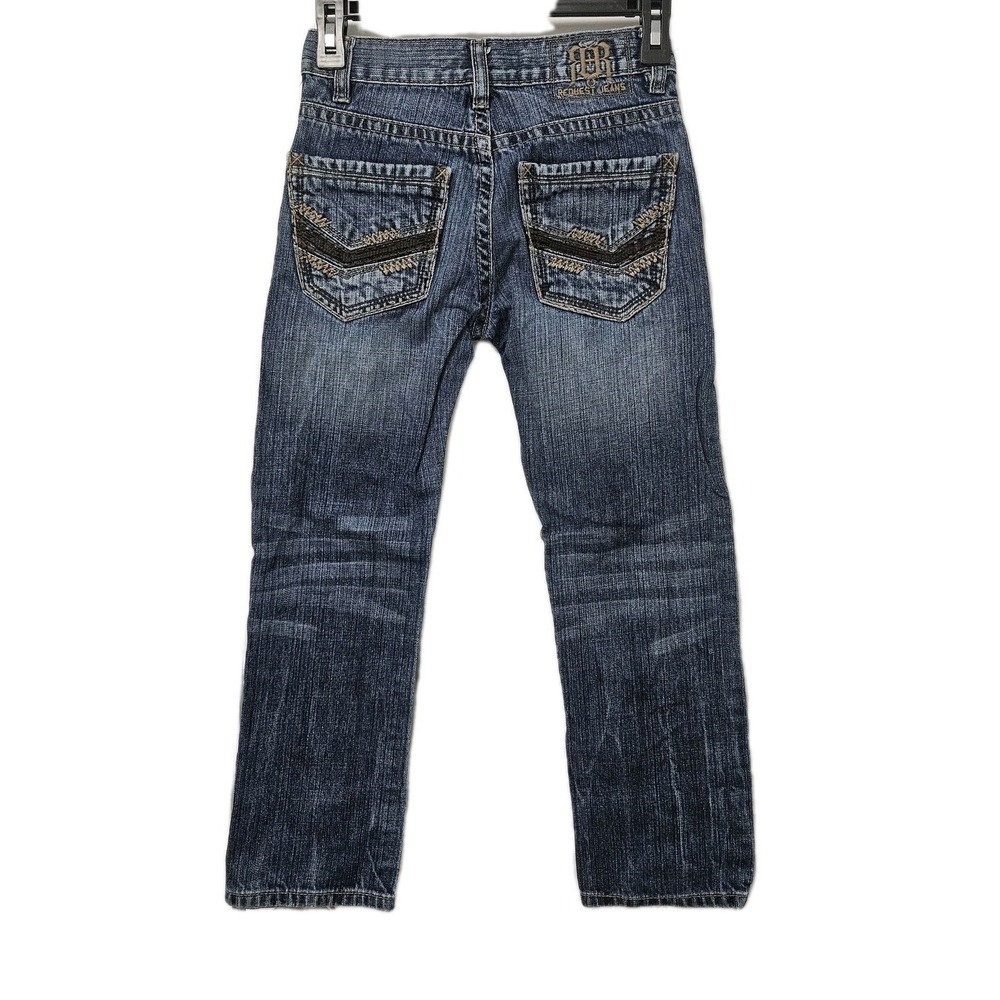 Request Jeans Denim Boys 8 Blue Premium Straight Leg Embroidered Pockets Y2K